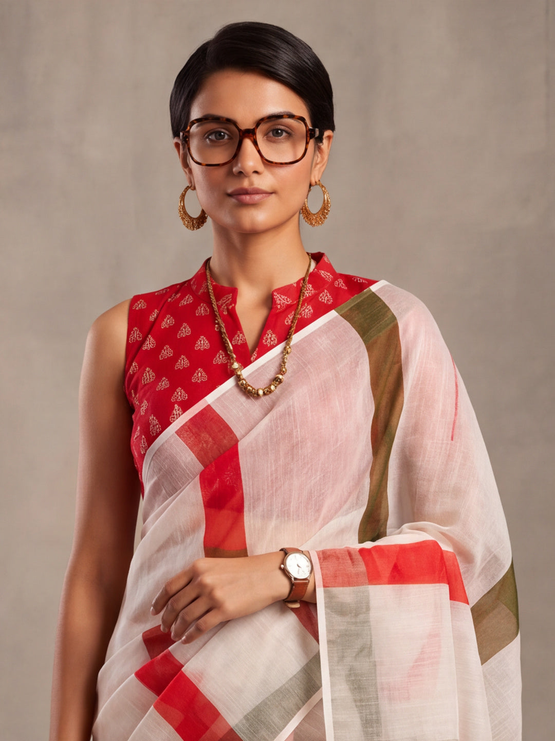 Jaipur Kurti Women Multi Digital Printed Saree With Tasselled Border