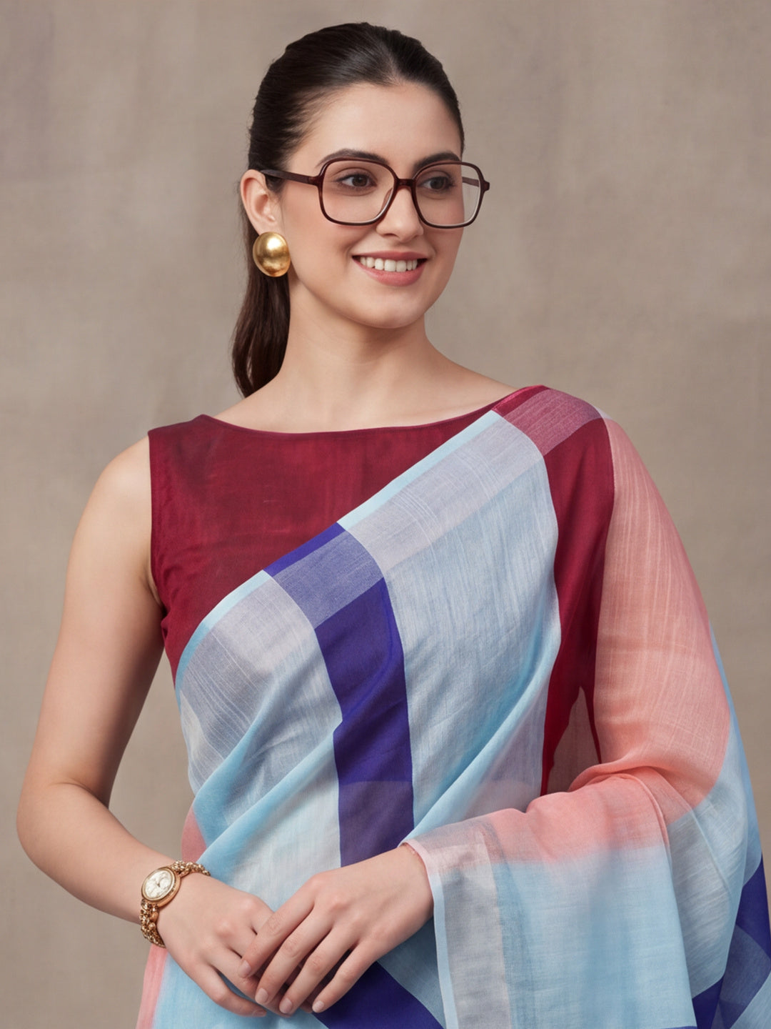 Jaipur Kurti Women Multi Digital Printed Saree With Tasselled Border