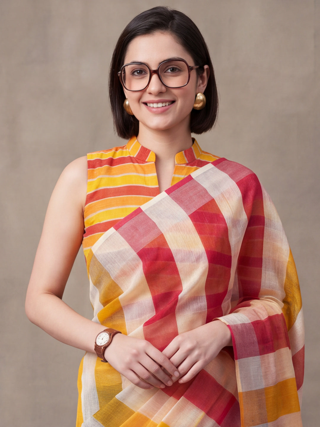 Jaipur Kurti Women Multi Digital Printed Saree With Tasselled Border