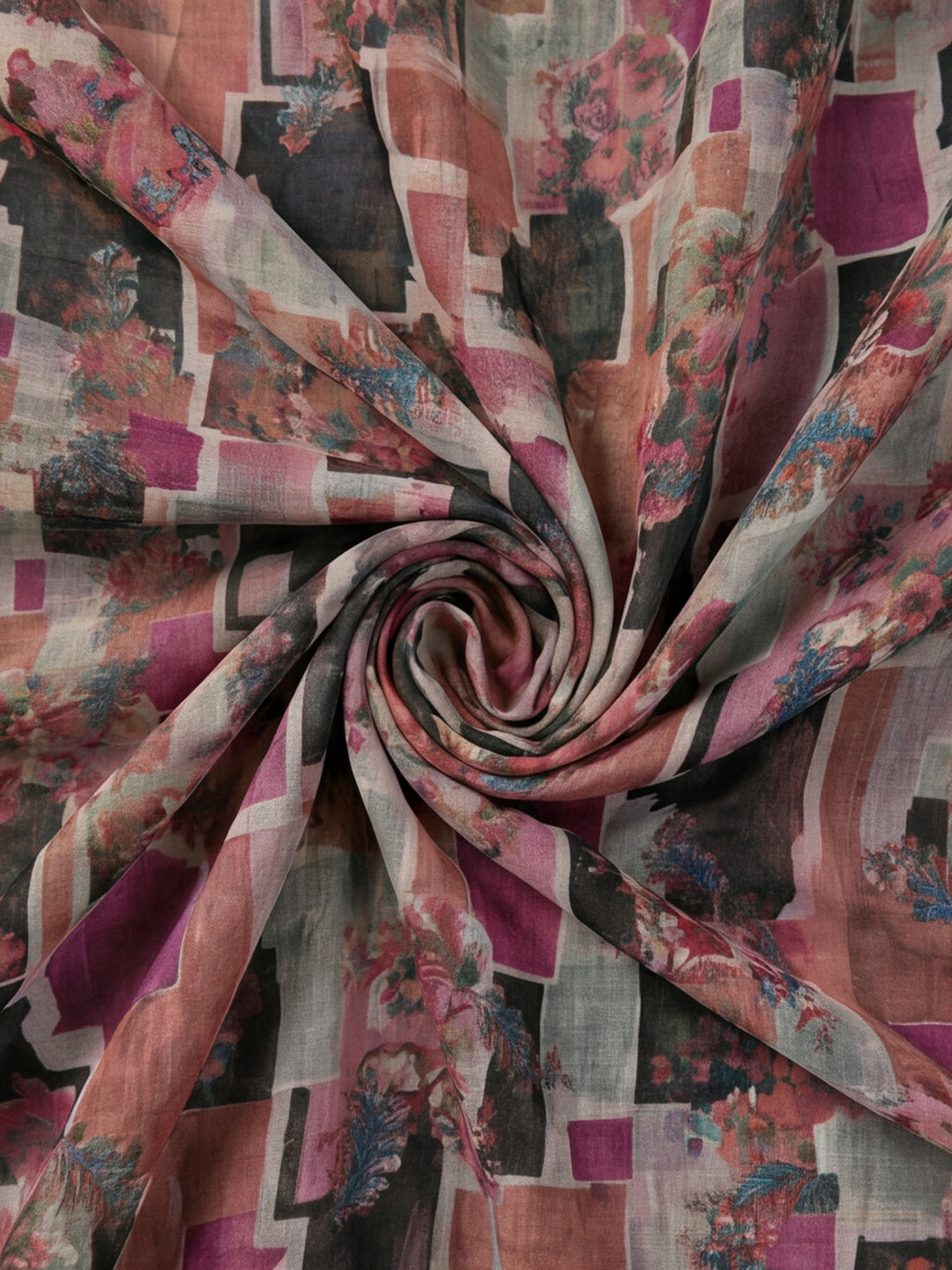 Purple Linen Cotton Digital Printed Abstract Saree