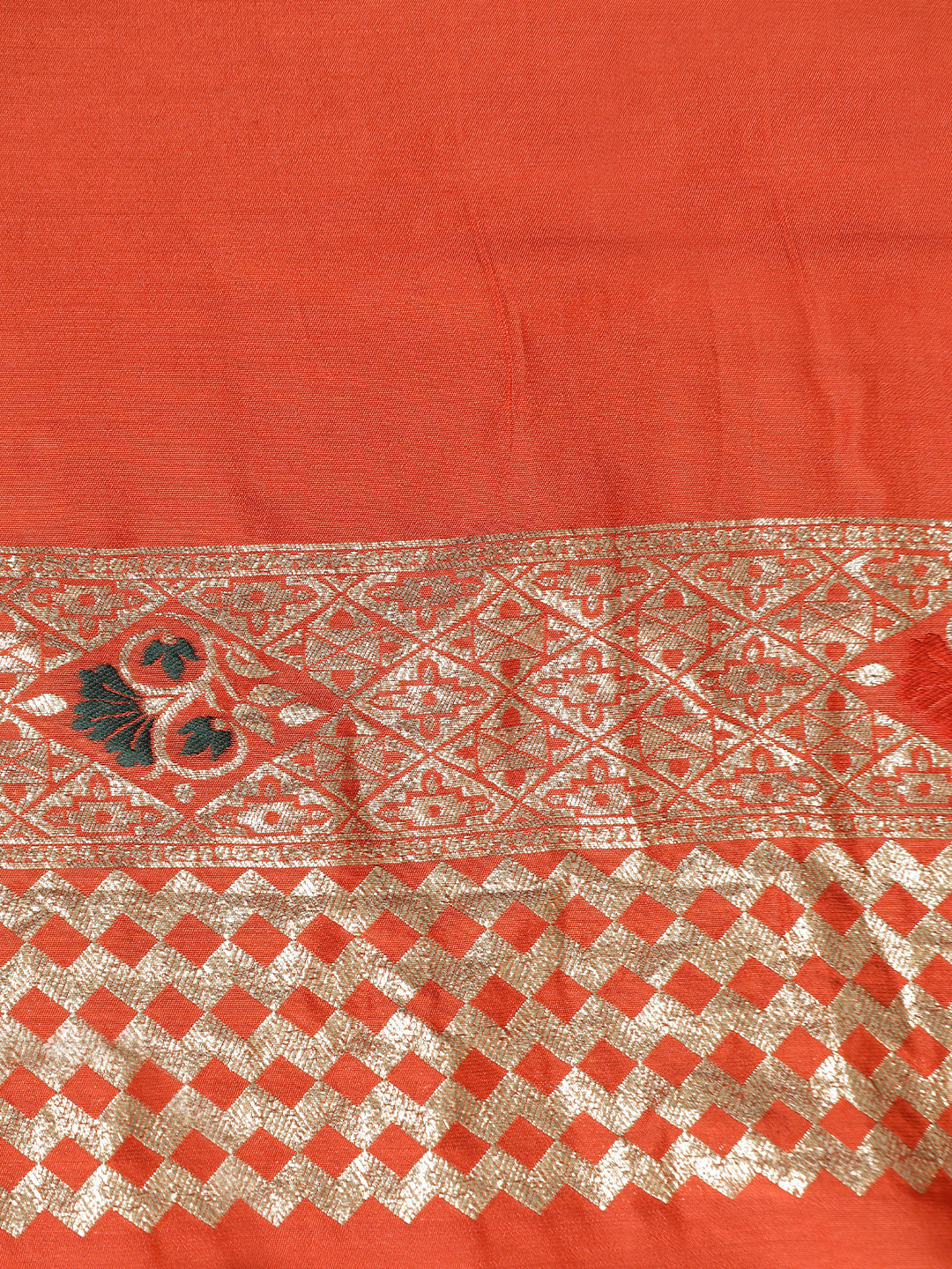 Orange Zari Woven Heavy Banarasi Saree