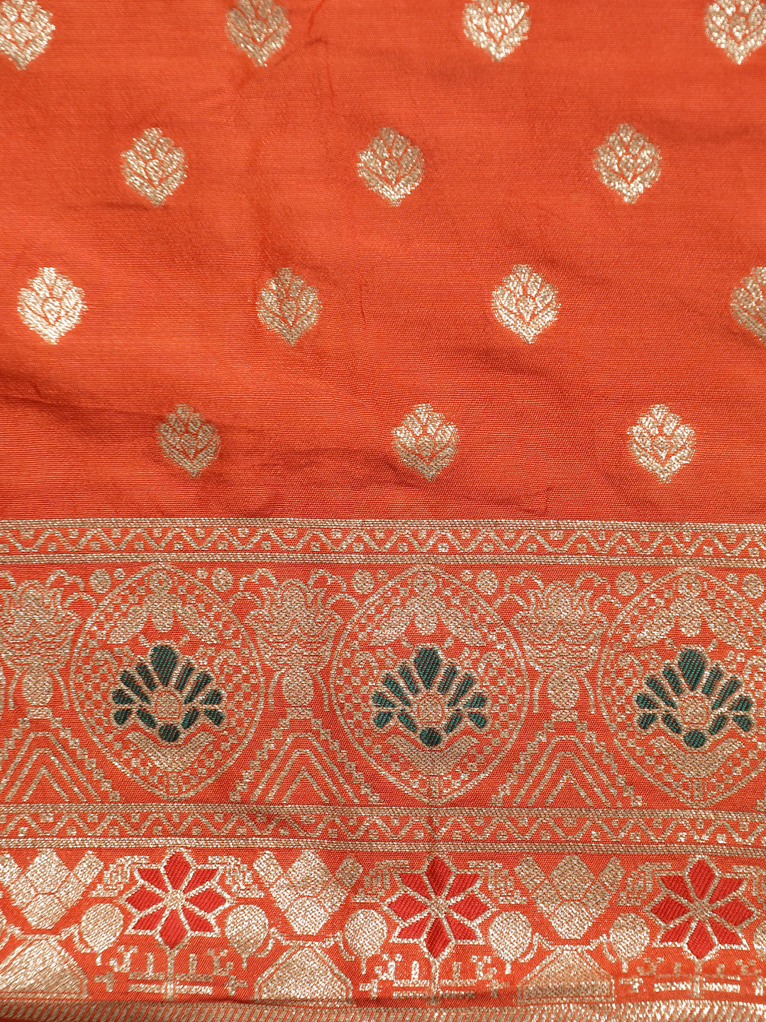 Festive Orange Zari Woven Heavy Banarasi Saree