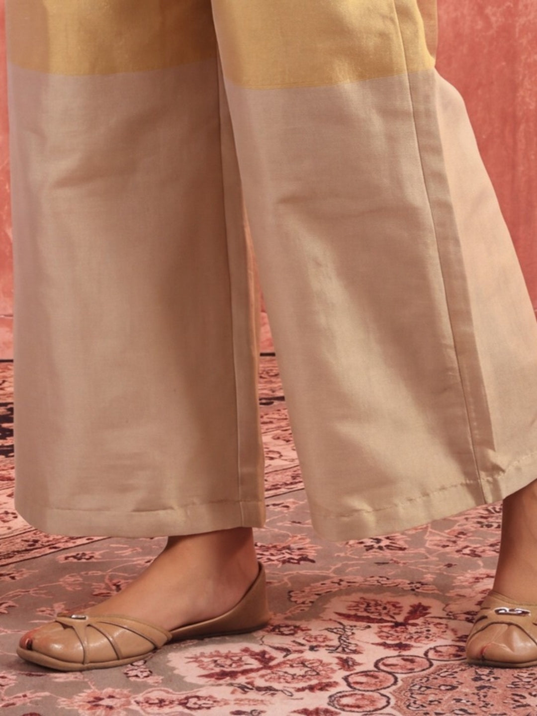 Solid Straight Tissue Silk Kurta & Palazzos Sets