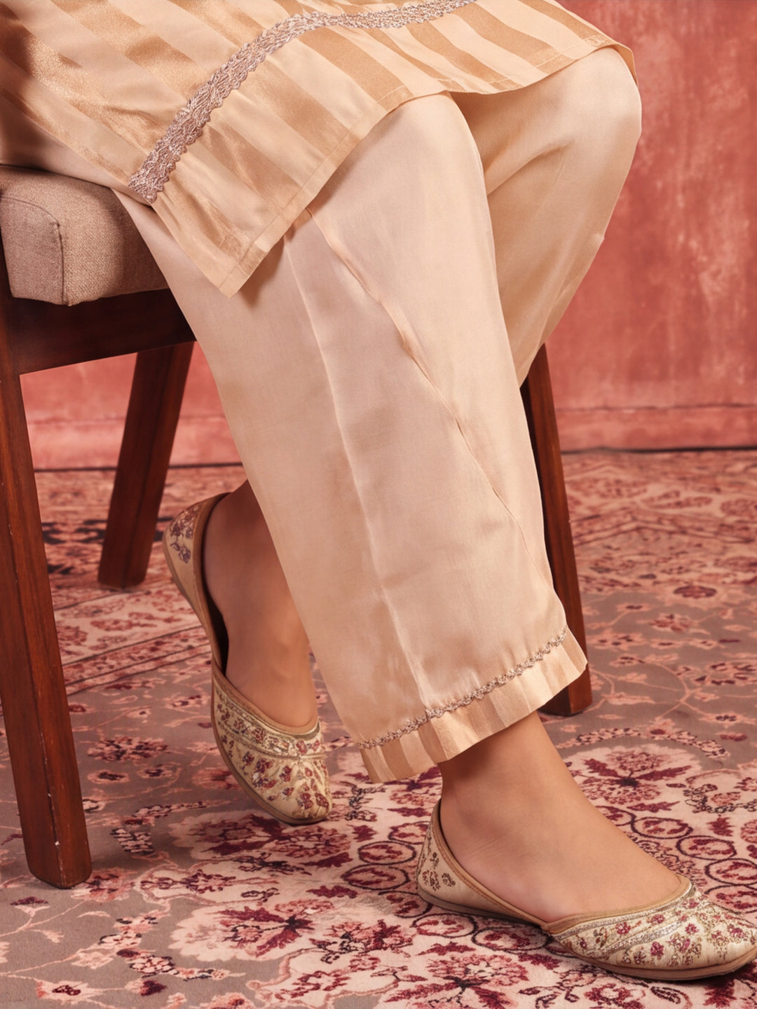 Striped Straight Viscose Kurta & Palazzos Sets