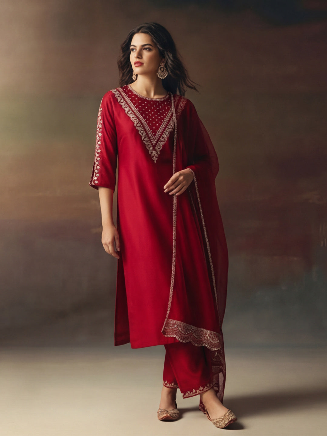 Kurta With Pant & Dupatta Ethnic Kurta Set For Women