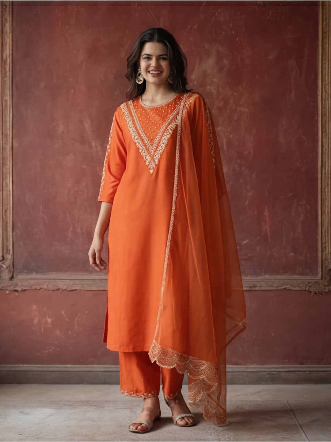 Kurta With Pant & Dupatta Ethnic Kurta Set For Women