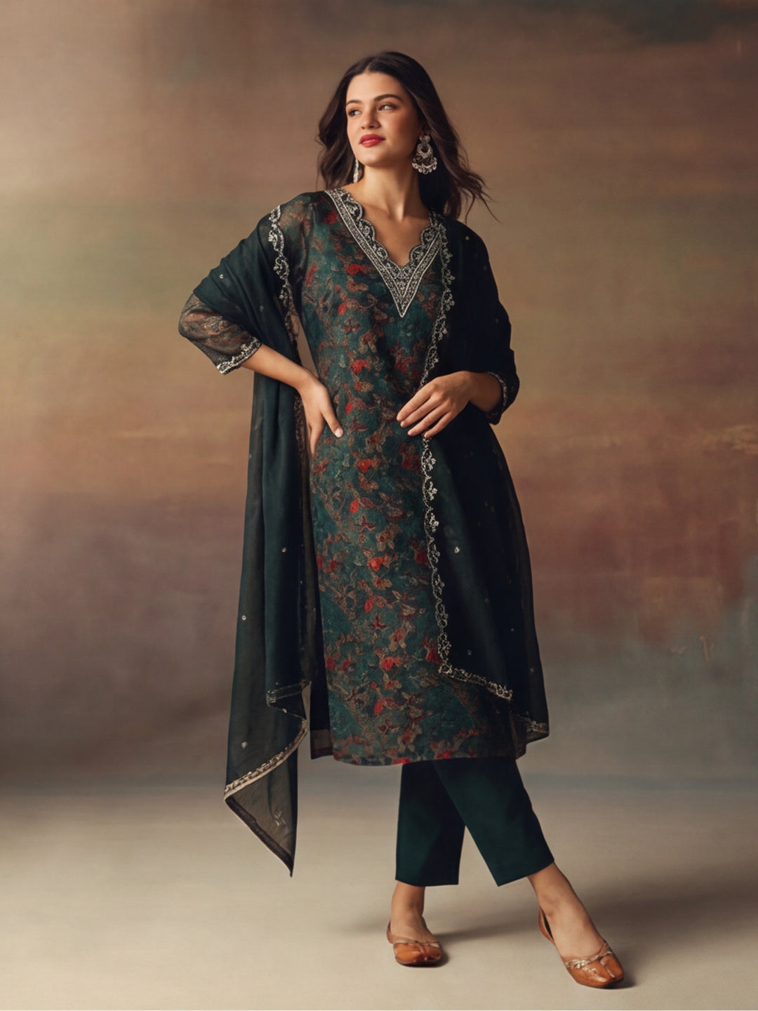 Kurta With Pant & Dupatta Ethnic Kurta Set For Women