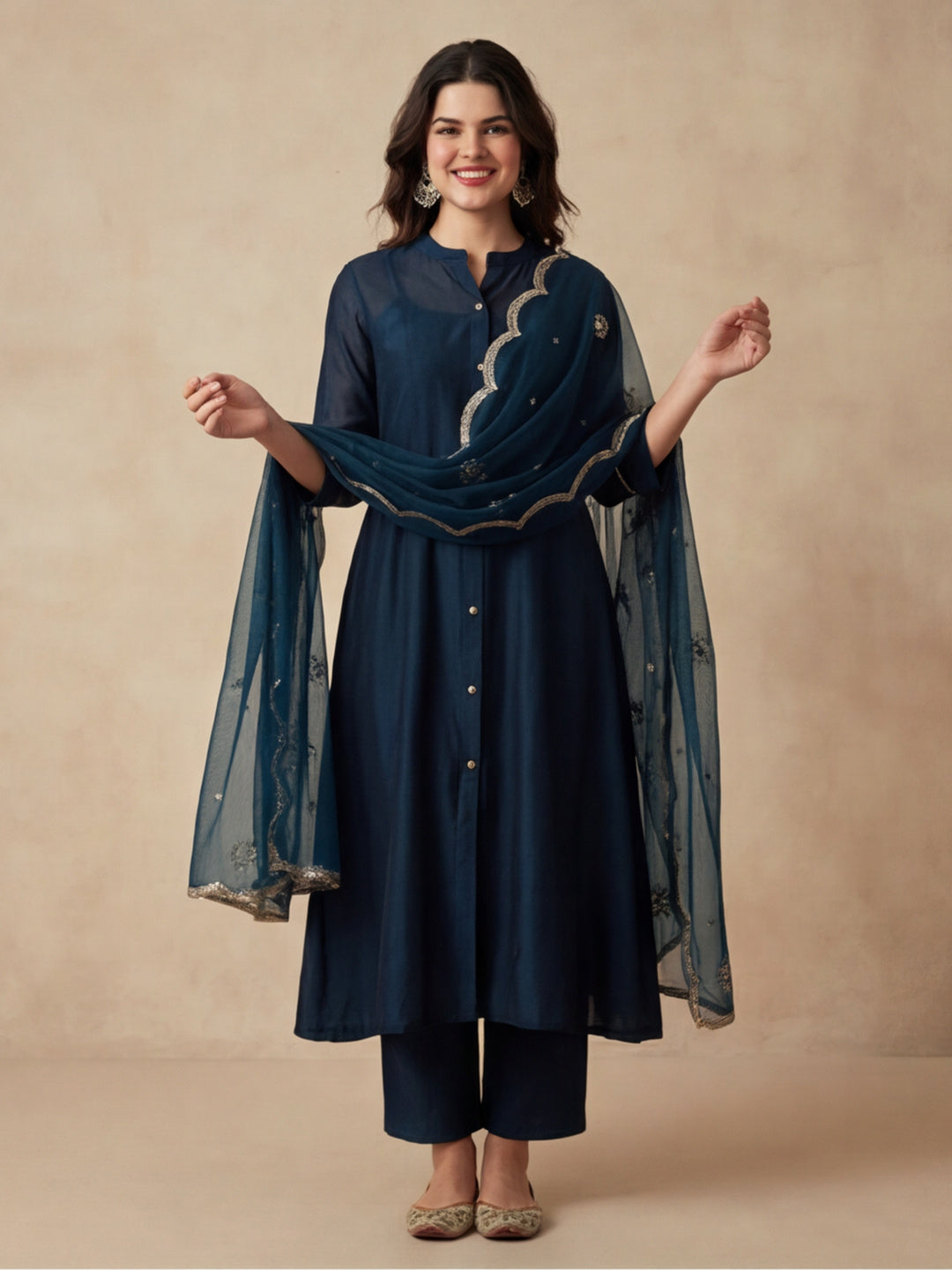 Kurta With Pant & Dupatta Ethnic Kurta Set For Women