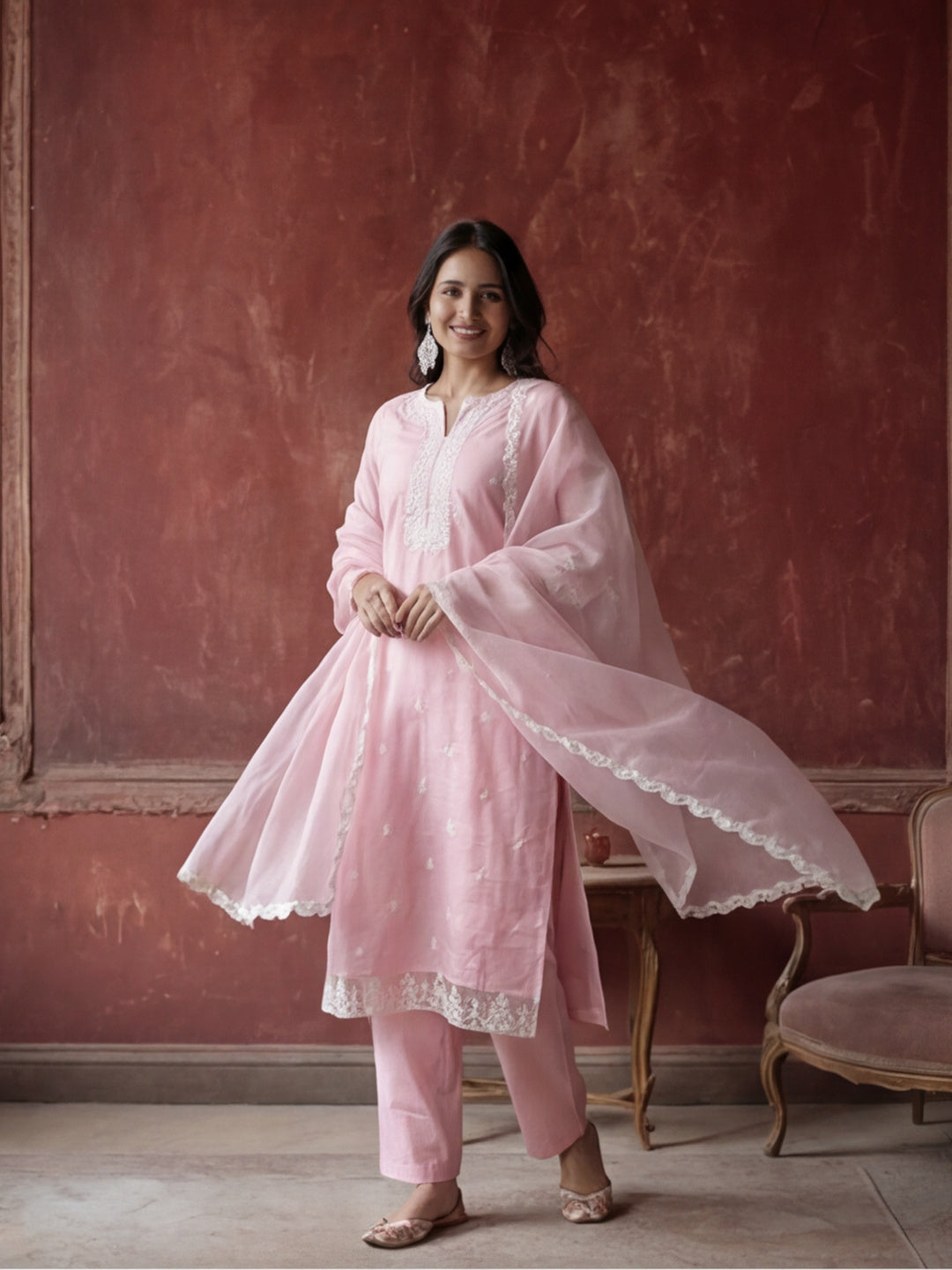 Kurta With Pant & Dupatta Ethnic Kurta Set For Women