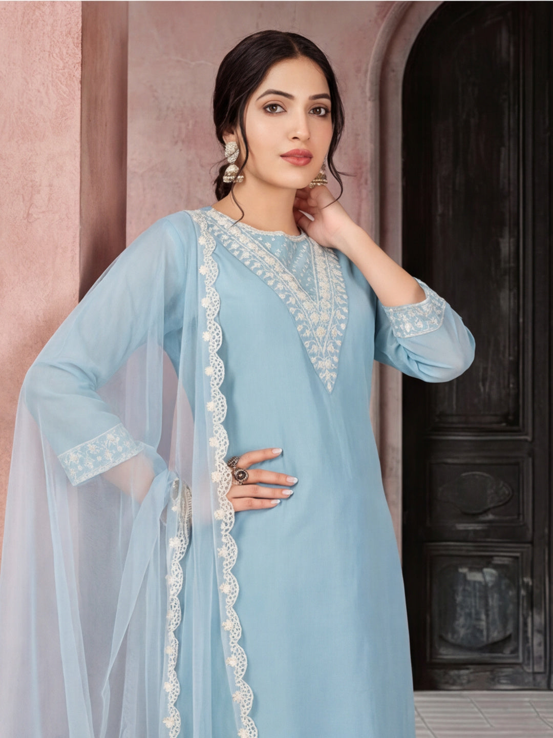 Kurta With Pant & Dupatta Ethnic Kurta Set For Women