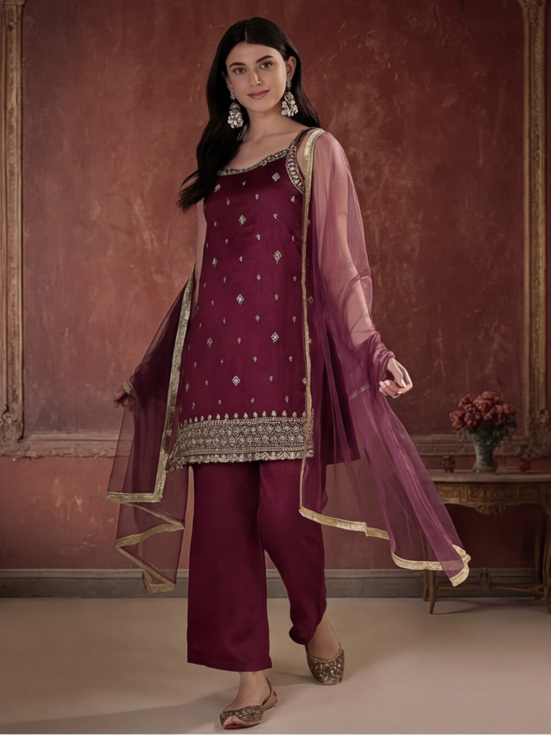 Kurta With Pant & Dupatta Ethnic Kurta Set For Women