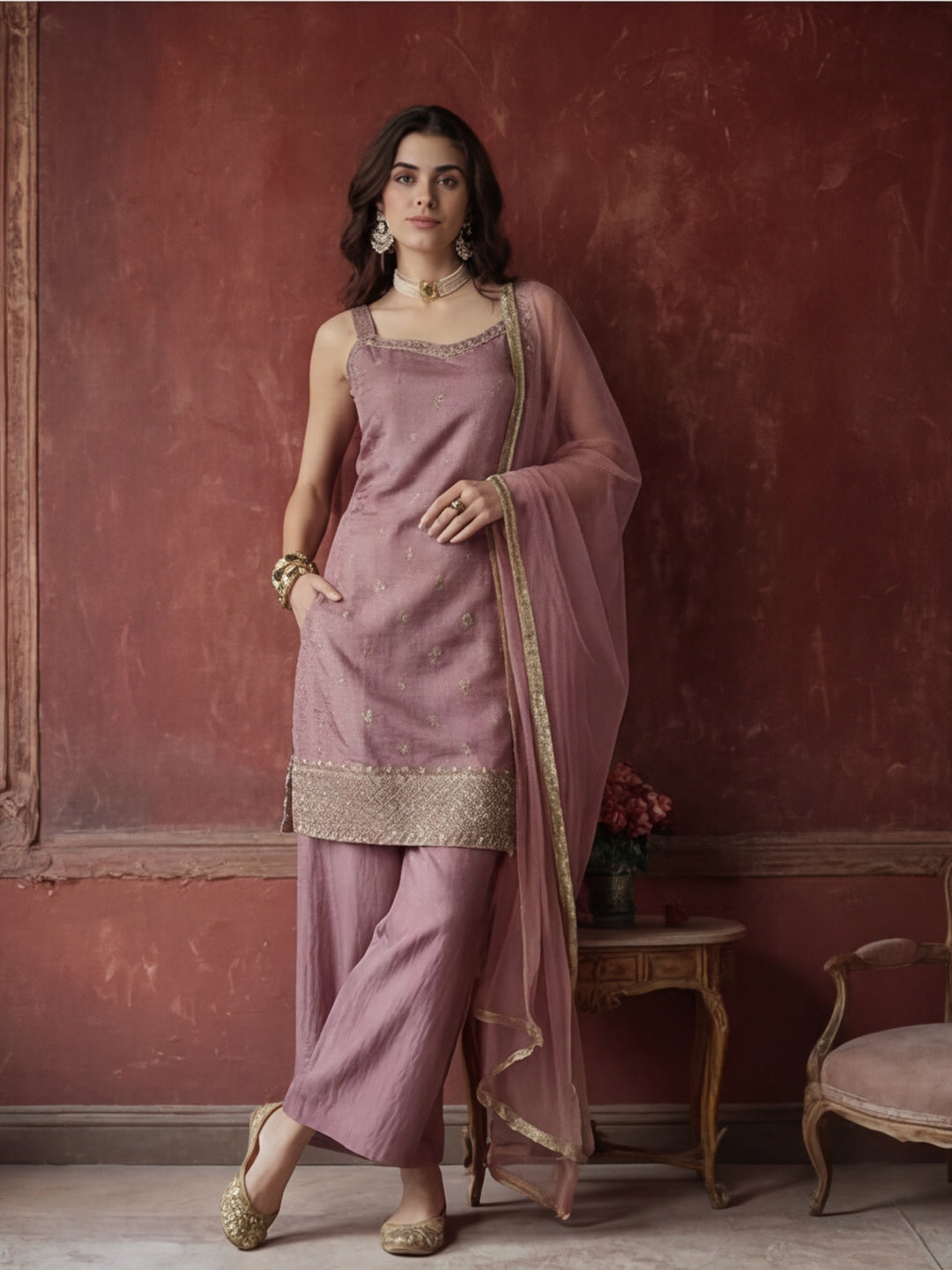 Kurta With Pant & Dupatta Ethnic Kurta Set For Women