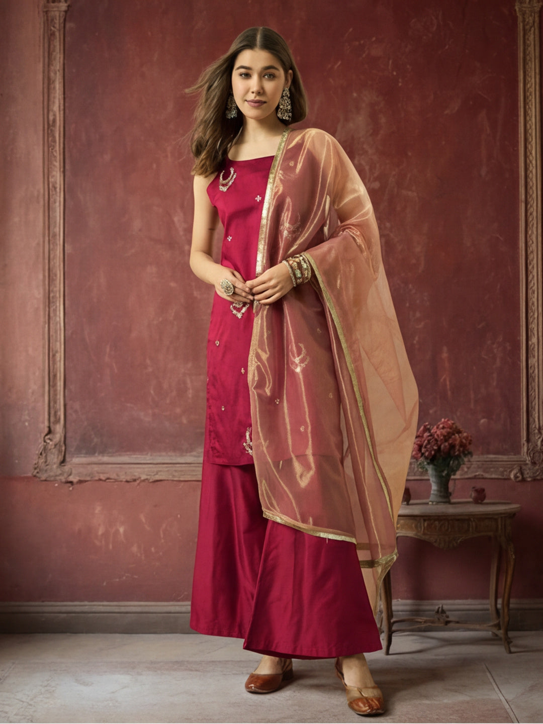 Kurta With Pant & Dupatta Ethnic Kurta Set For Women