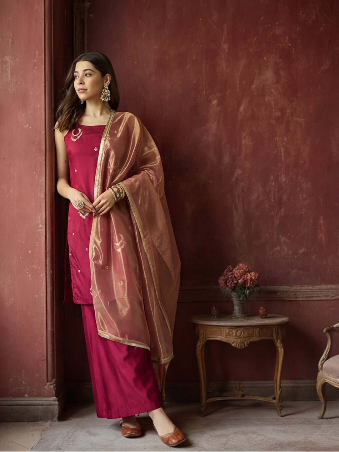 Kurta With Pant & Dupatta Ethnic Kurta Set For Women