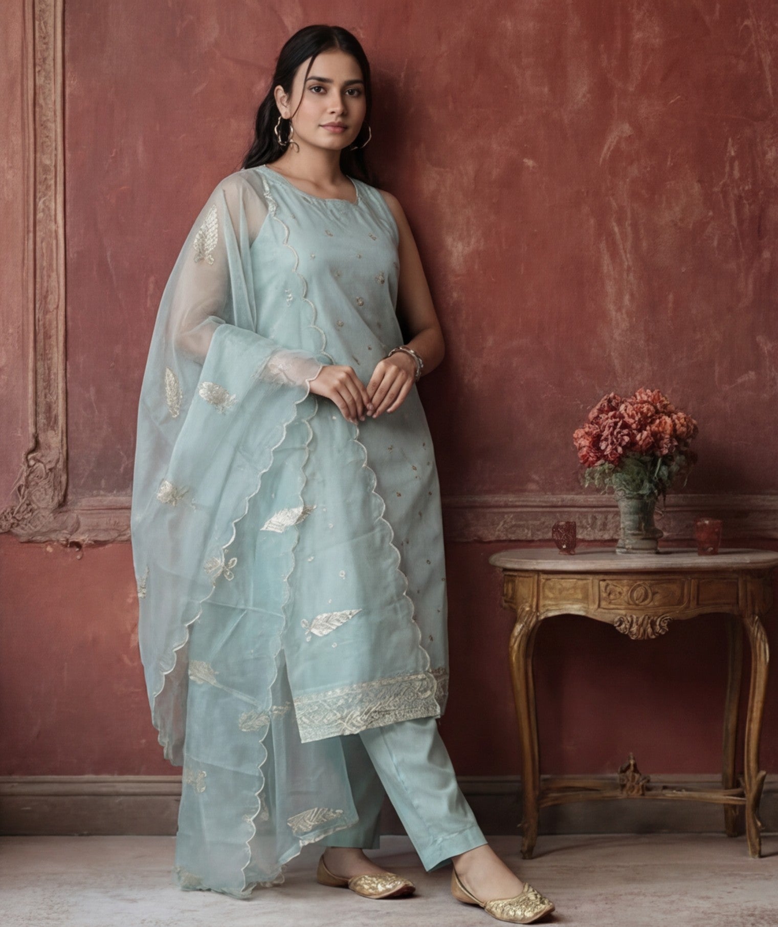 Kurta With Pant & Dupatta Ethnic Kurta Set For Women