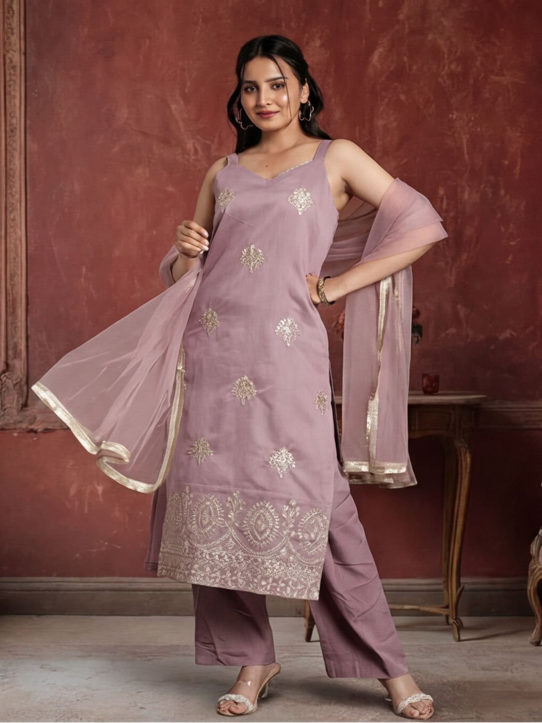 Kurta With Pant & Dupatta Ethnic Kurta Set For Women
