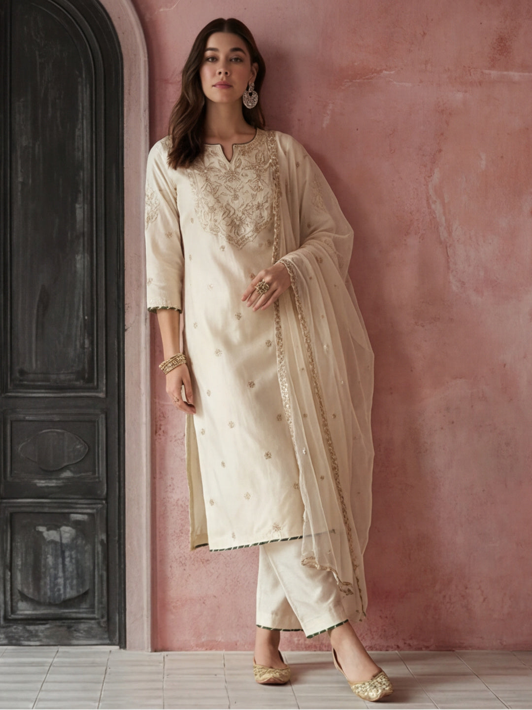 Kurta With Pant & Dupatta Ethnic Kurta Set For Women