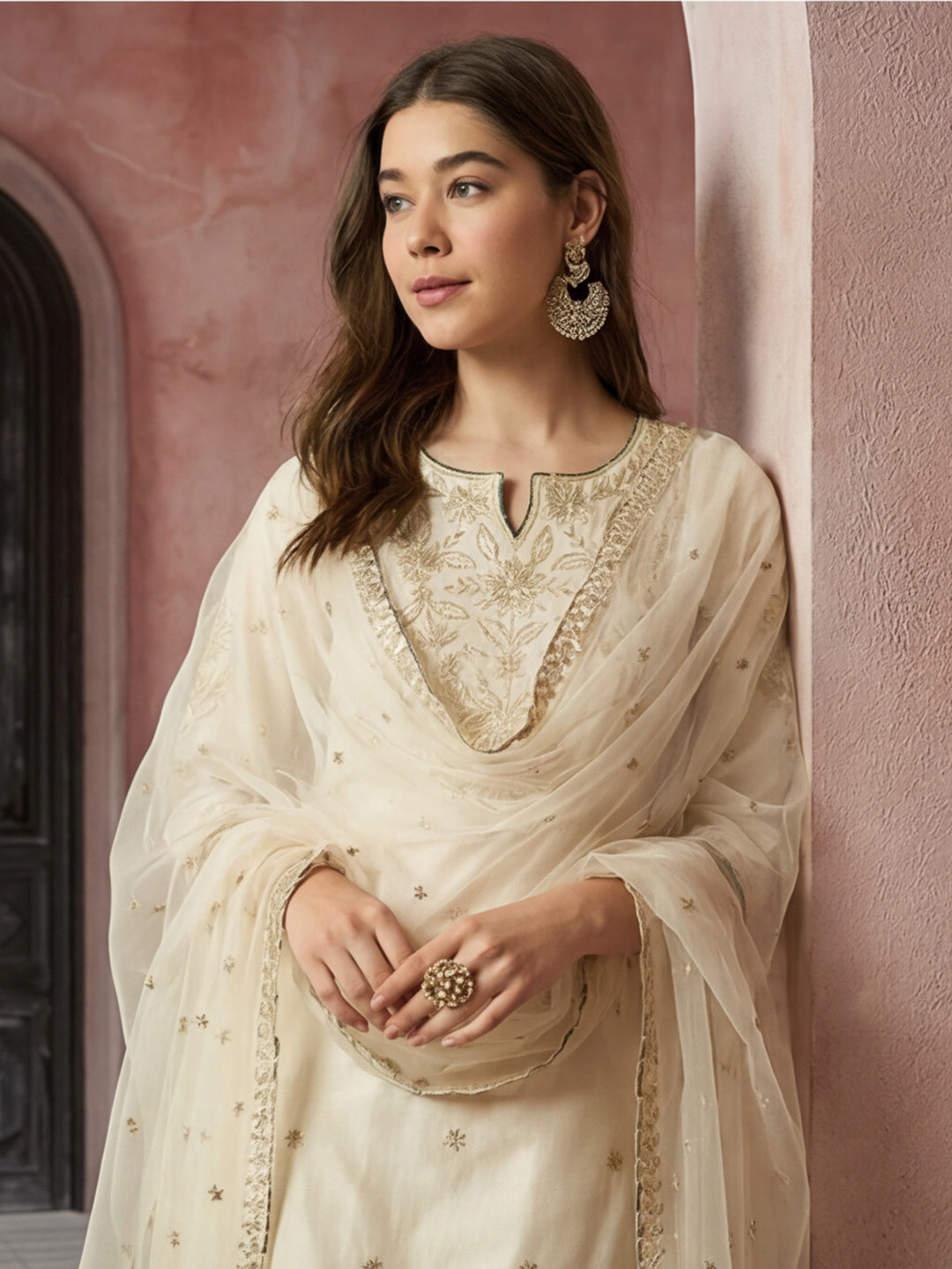 Kurta With Pant & Dupatta Ethnic Kurta Set For Women