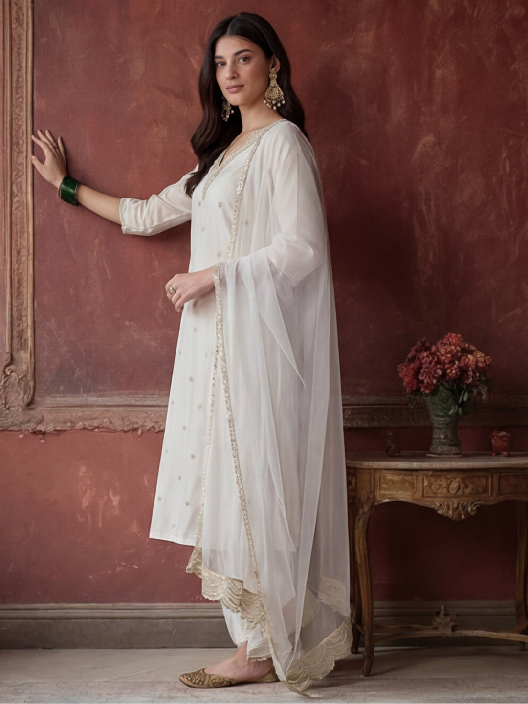 Kurta With Pant & Dupatta Ethnic Kurta Set For Women