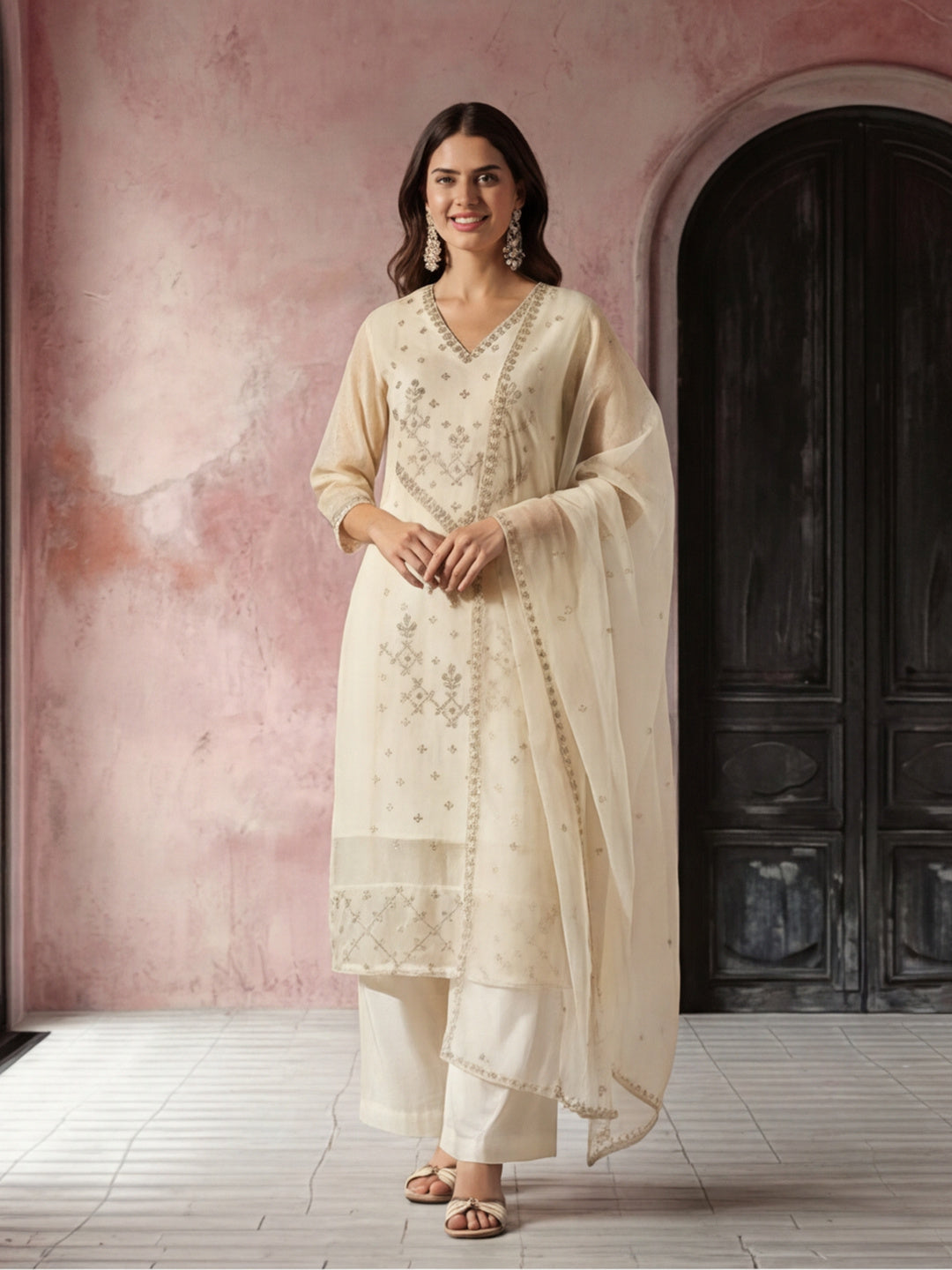 Kurta With Pant & Dupatta Ethnic Kurta Set For Women