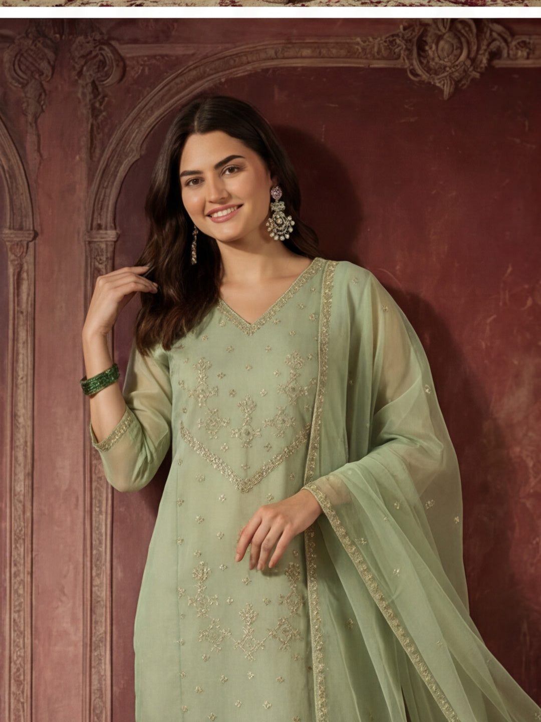Kurta With Pant & Dupatta Ethnic Kurta Set For Women
