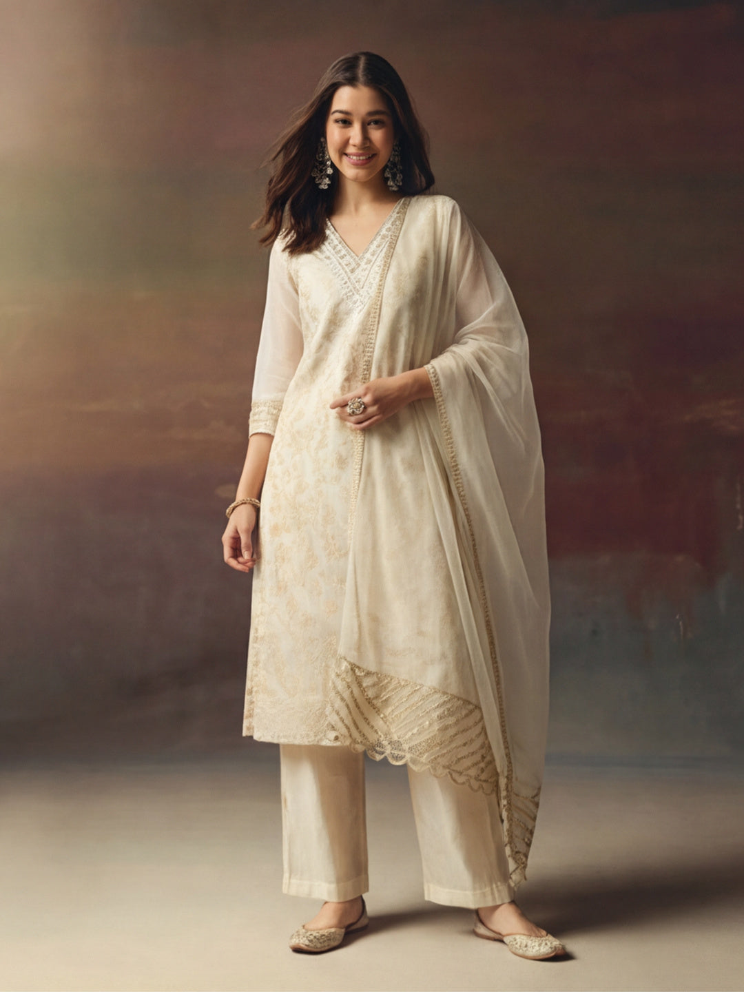 Kurta With Pant & Dupatta Ethnic Kurta Set For Women