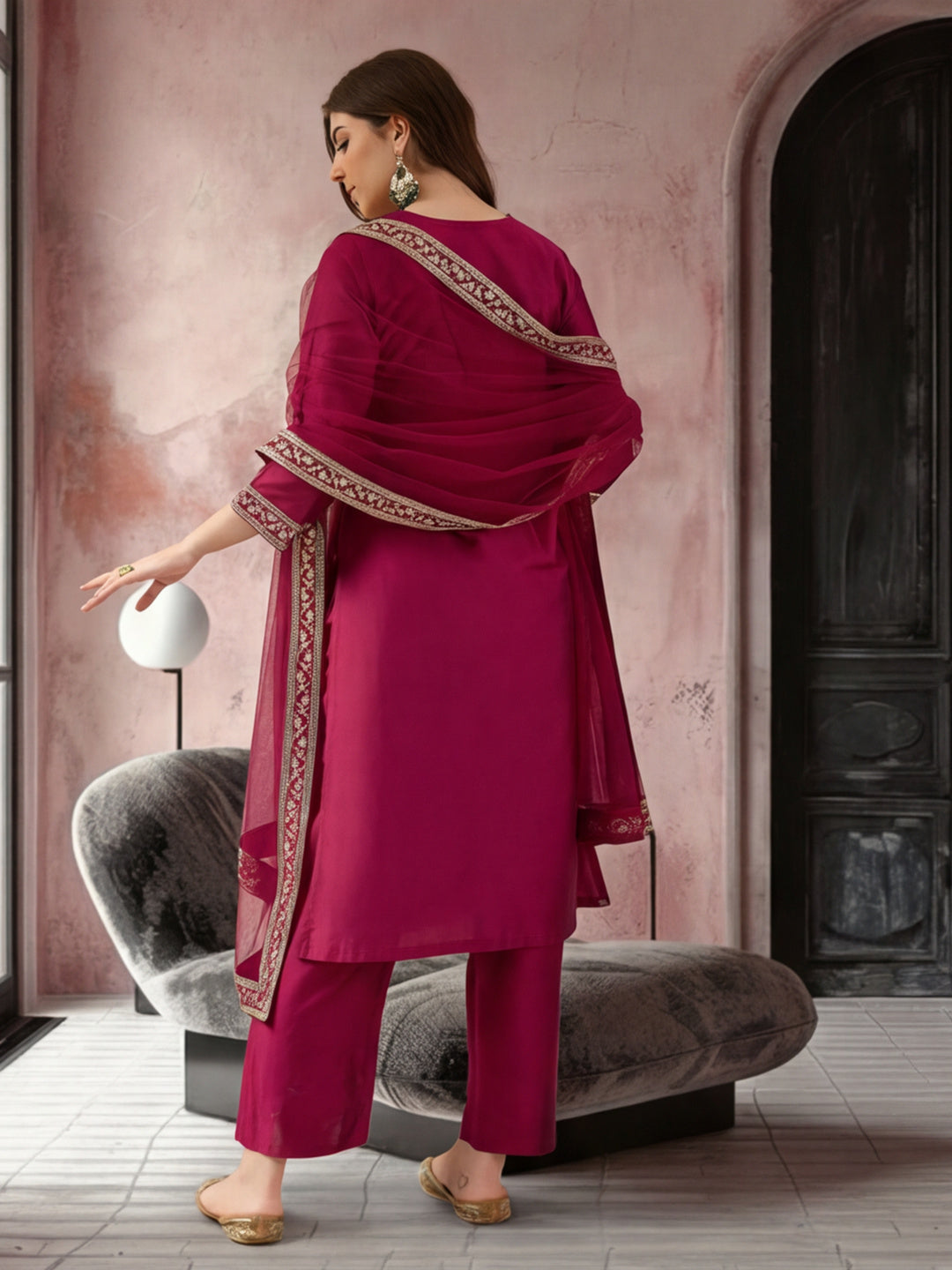 Kurta With Pant & Dupatta Ethnic Kurta Set For Women