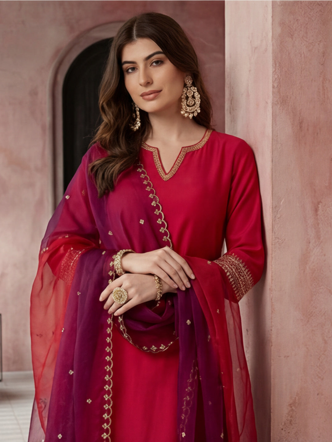 Kurta With Pant & Dupatta Ethnic Kurta Set For Women