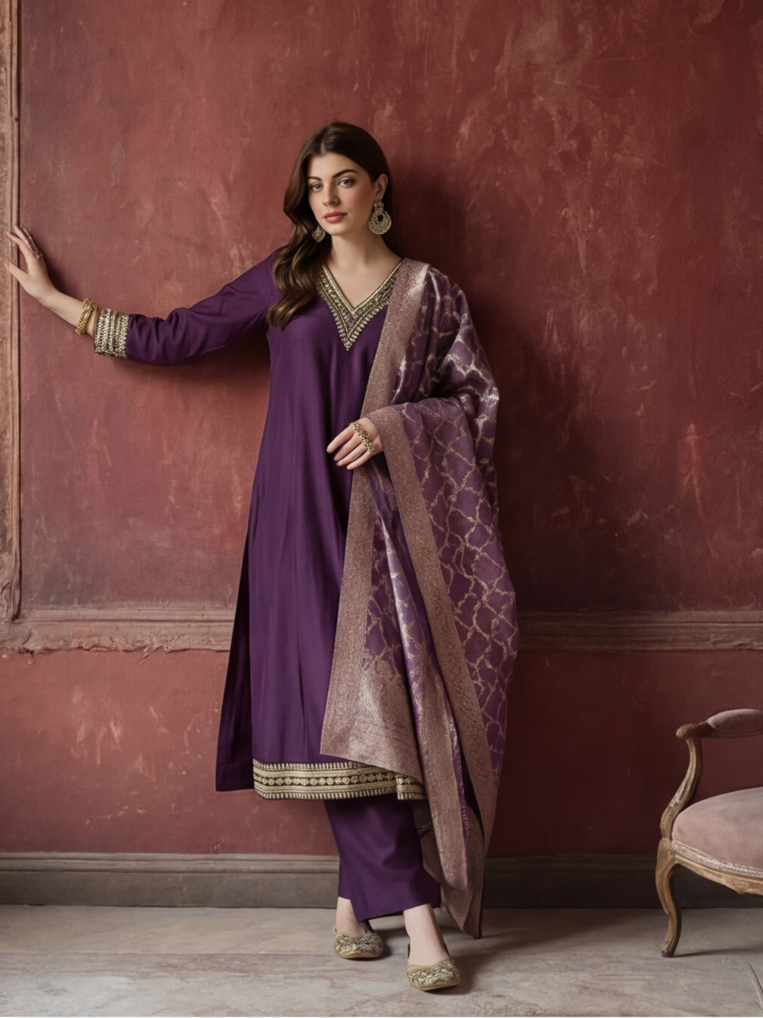 Kurta With Pant & Dupatta Ethnic Kurta Set For Women
