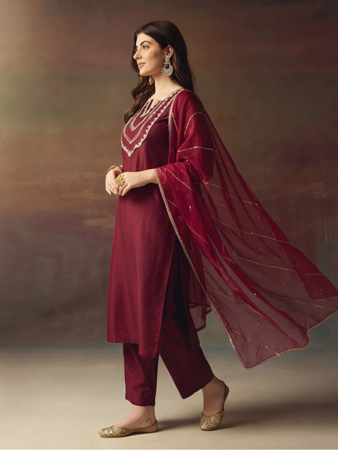 Kurta With Pant & Dupatta Ethnic Kurta Set For Women