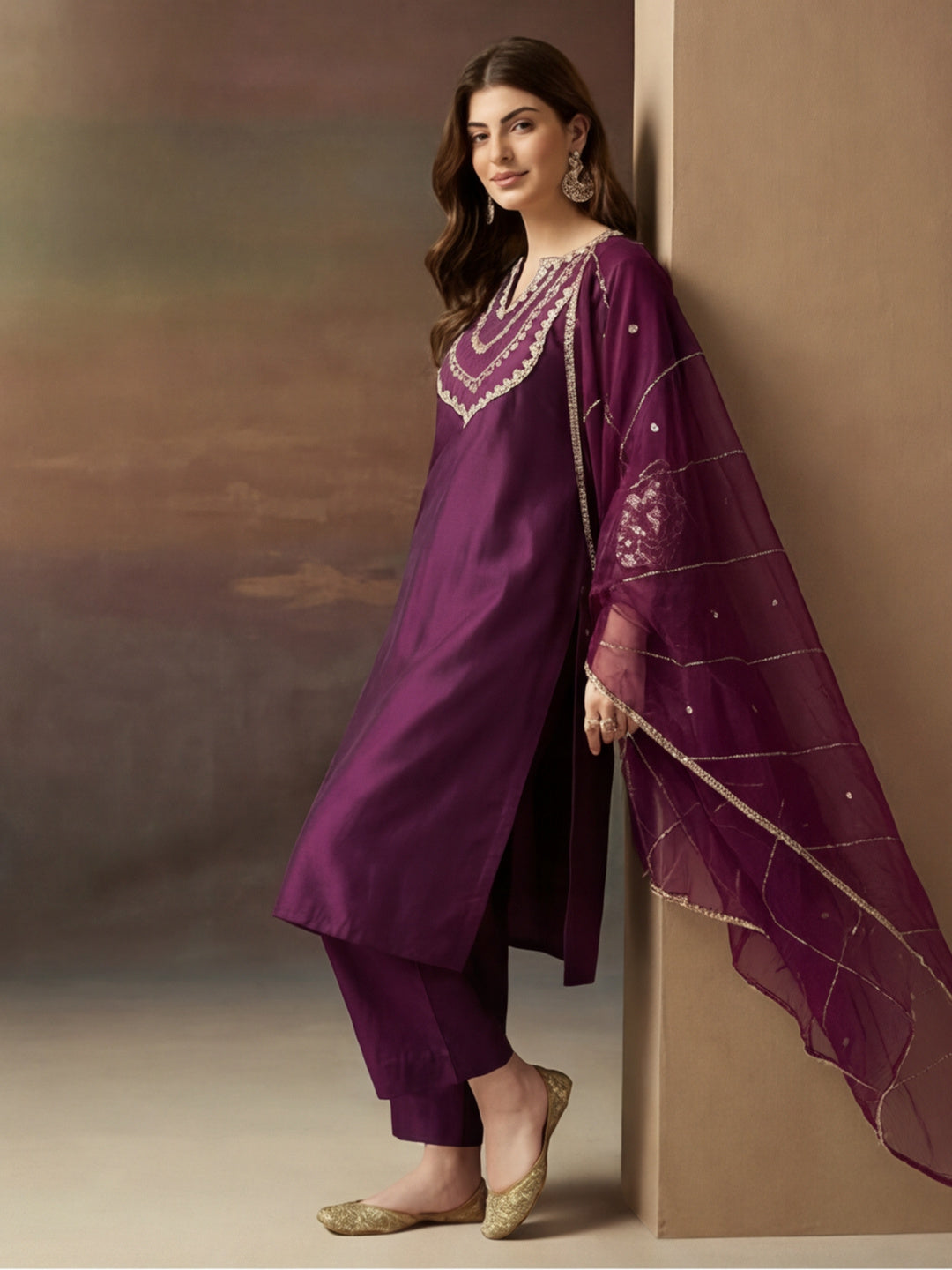 Kurta With Pant & Dupatta Ethnic Kurta Set For Women