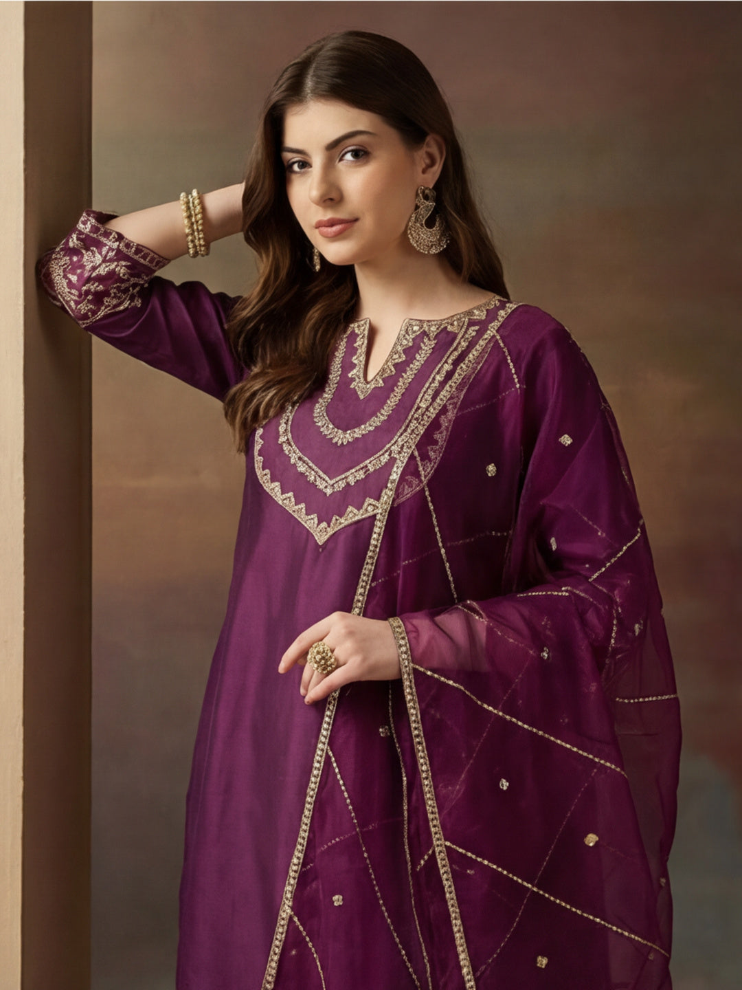 Kurta With Pant & Dupatta Ethnic Kurta Set For Women