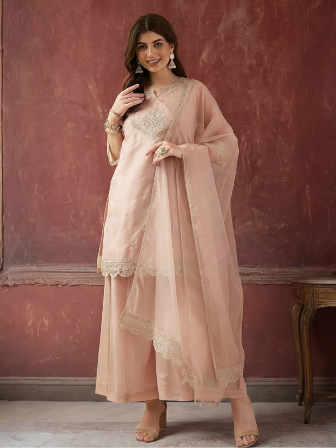 Kurta With Pant & Dupatta Ethnic Kurta Set For Women