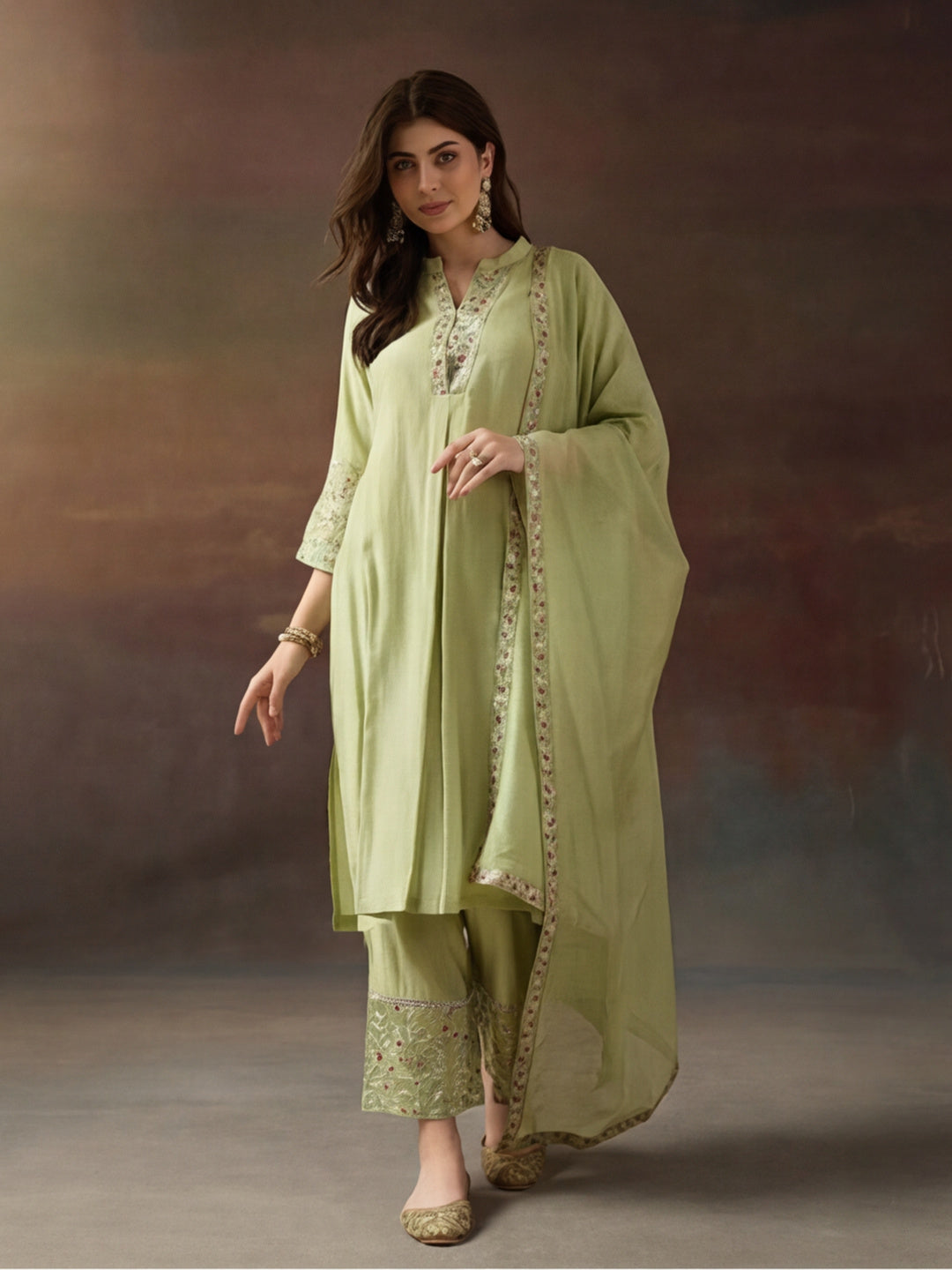 Kurta With Pant & Dupatta Ethnic Kurta Set For Women
