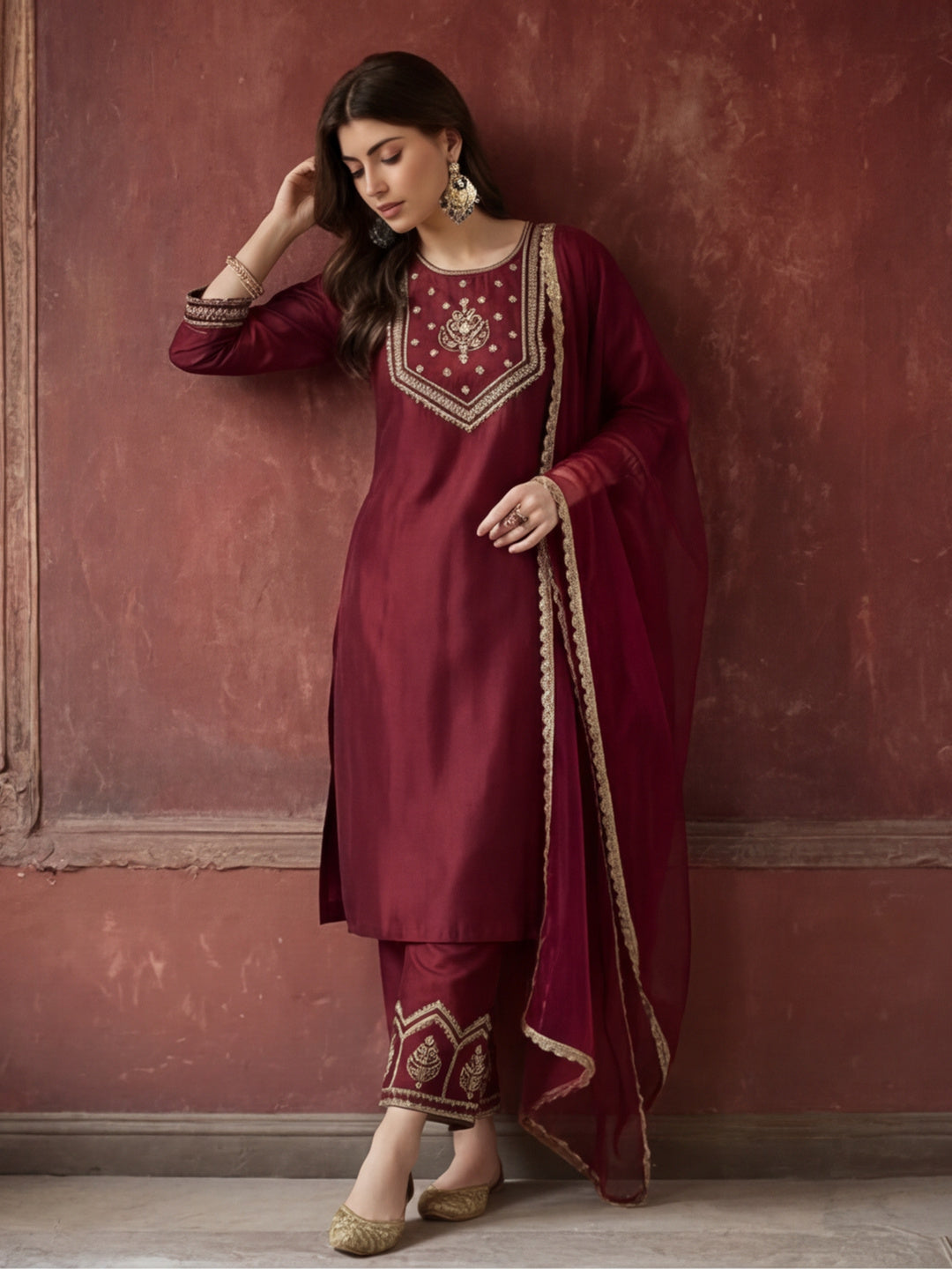 Kurta With Pant & Dupatta Ethnic Kurta Set For Women