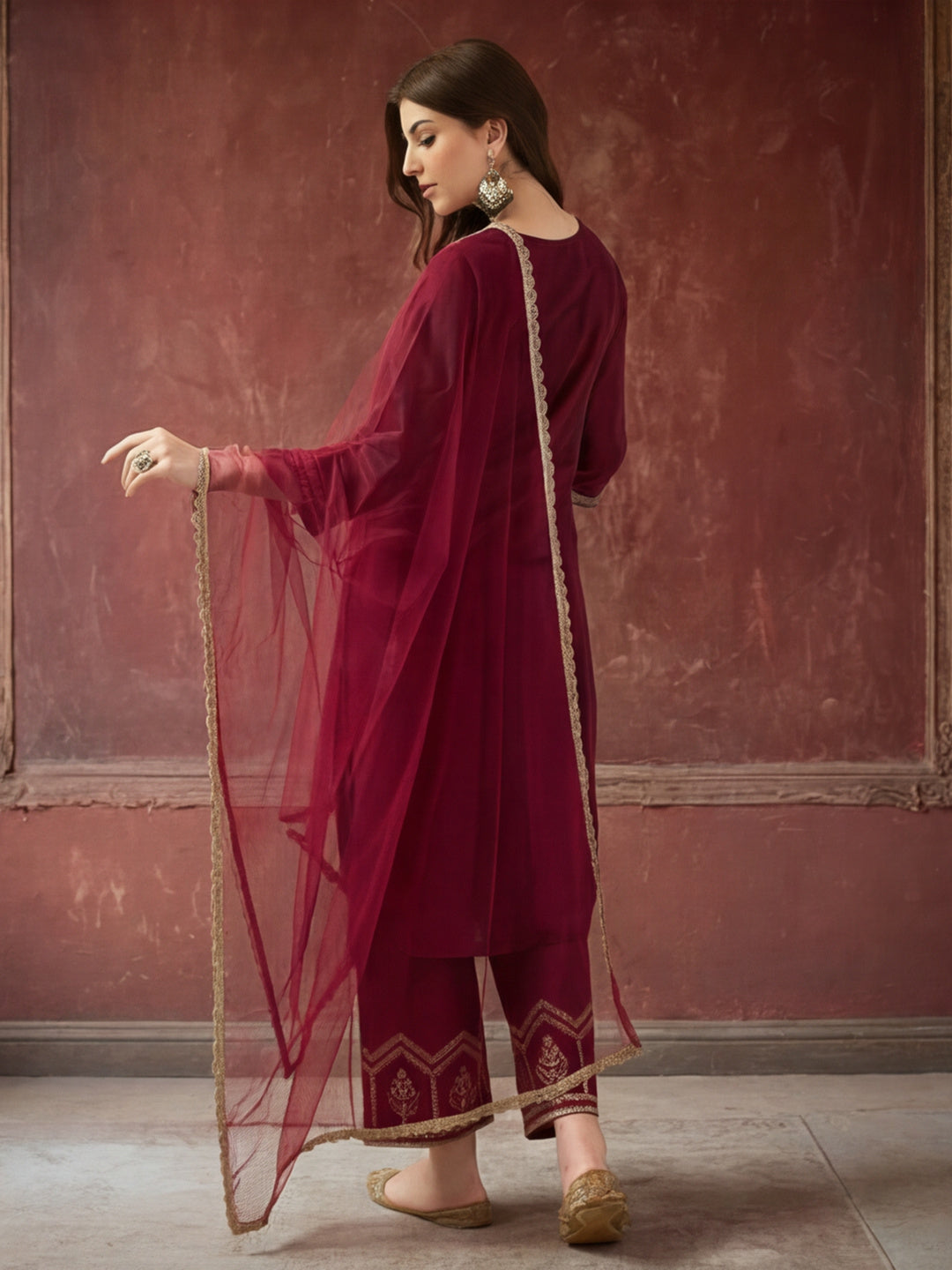 Kurta With Pant & Dupatta Ethnic Kurta Set For Women