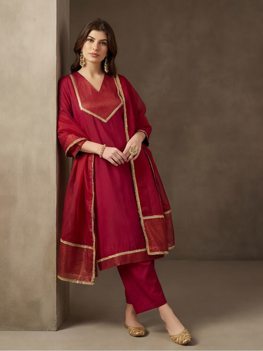 Kurta With Pant & Dupatta Ethnic Kurta Set For Women
