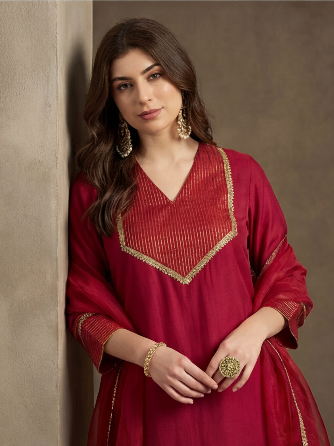Kurta With Pant & Dupatta Ethnic Kurta Set For Women
