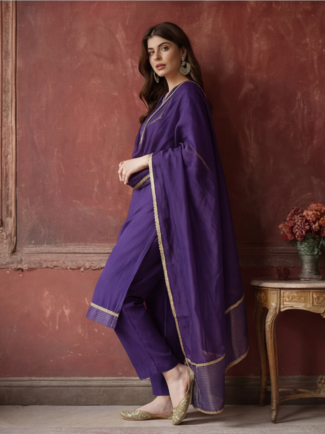 Kurta With Pant & Dupatta Ethnic Kurta Set For Women