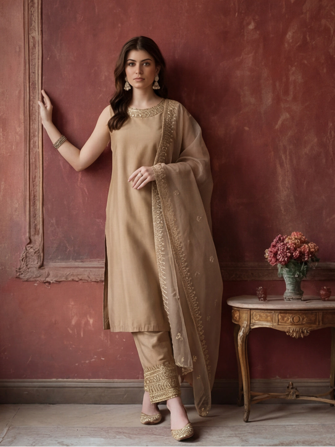 Kurta With Pant & Dupatta Ethnic Kurta Set For Women