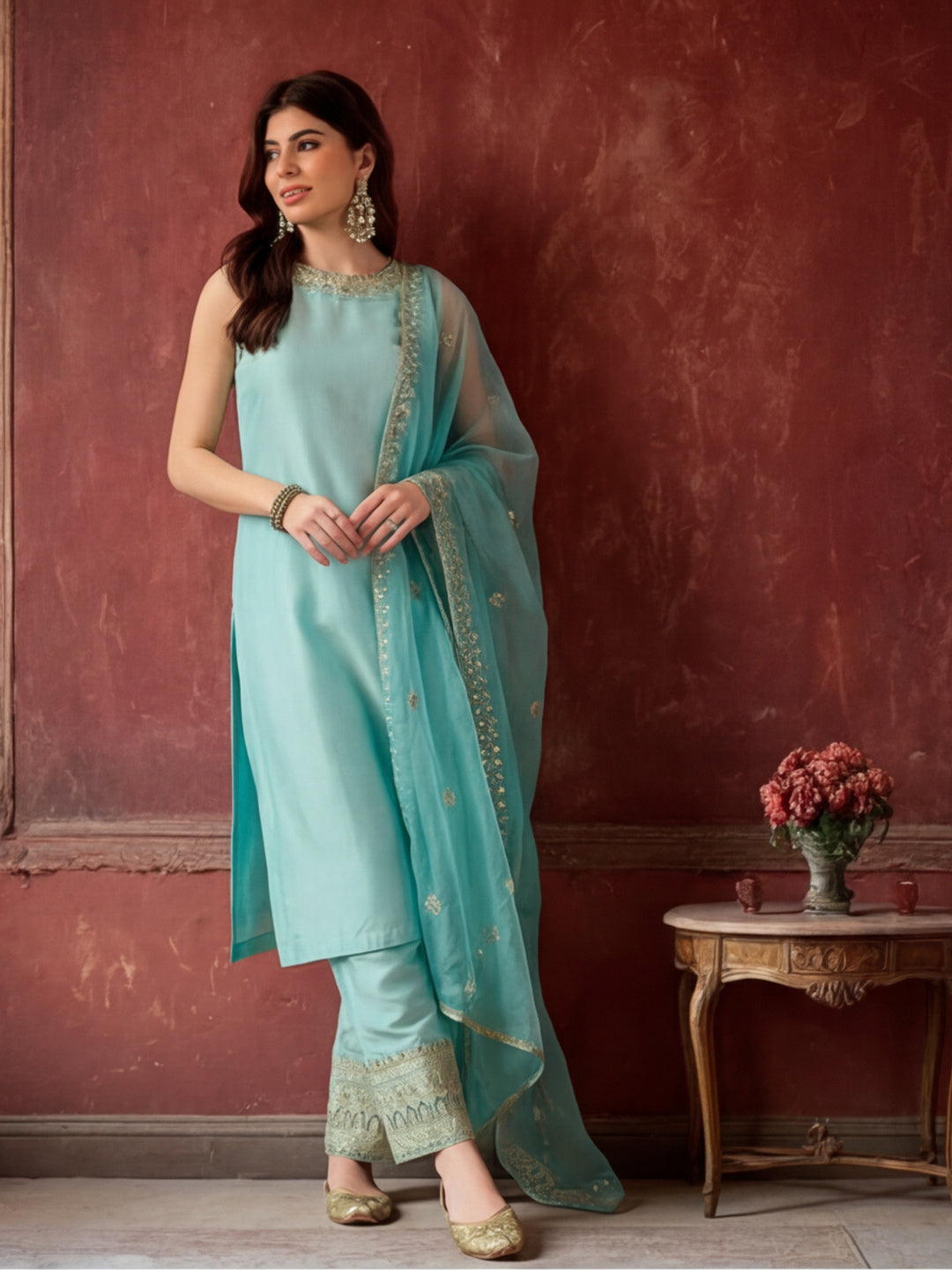 Kurta With Pant & Dupatta Ethnic Kurta Set For Women