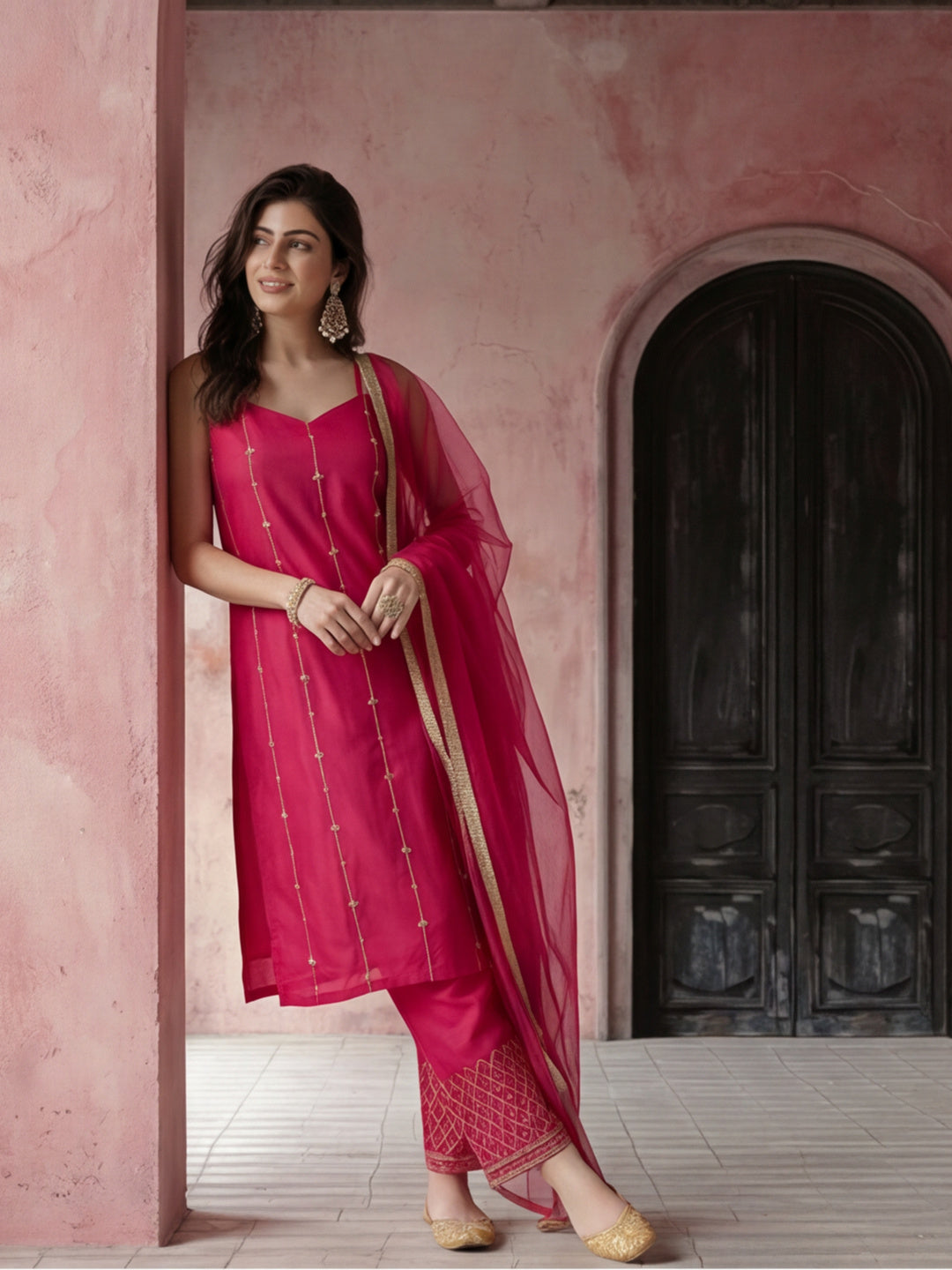Kurta With Pant & Dupatta Ethnic Kurta Set For Women