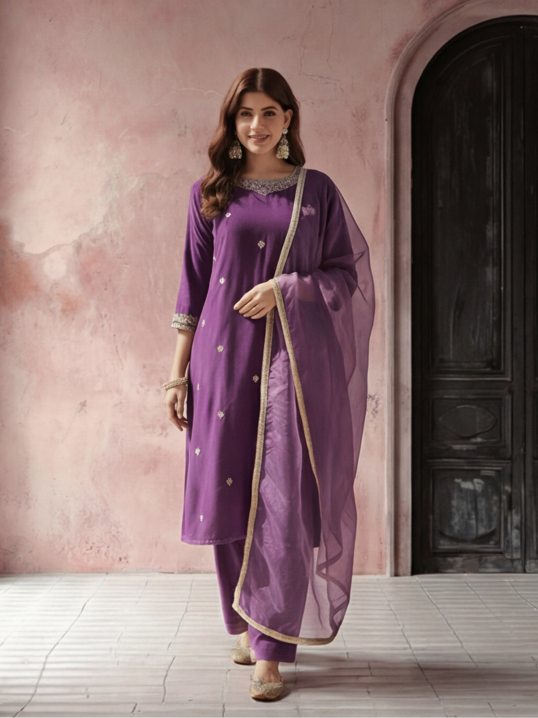 Kurta With Pant & Dupatta Ethnic Kurta Set For Women