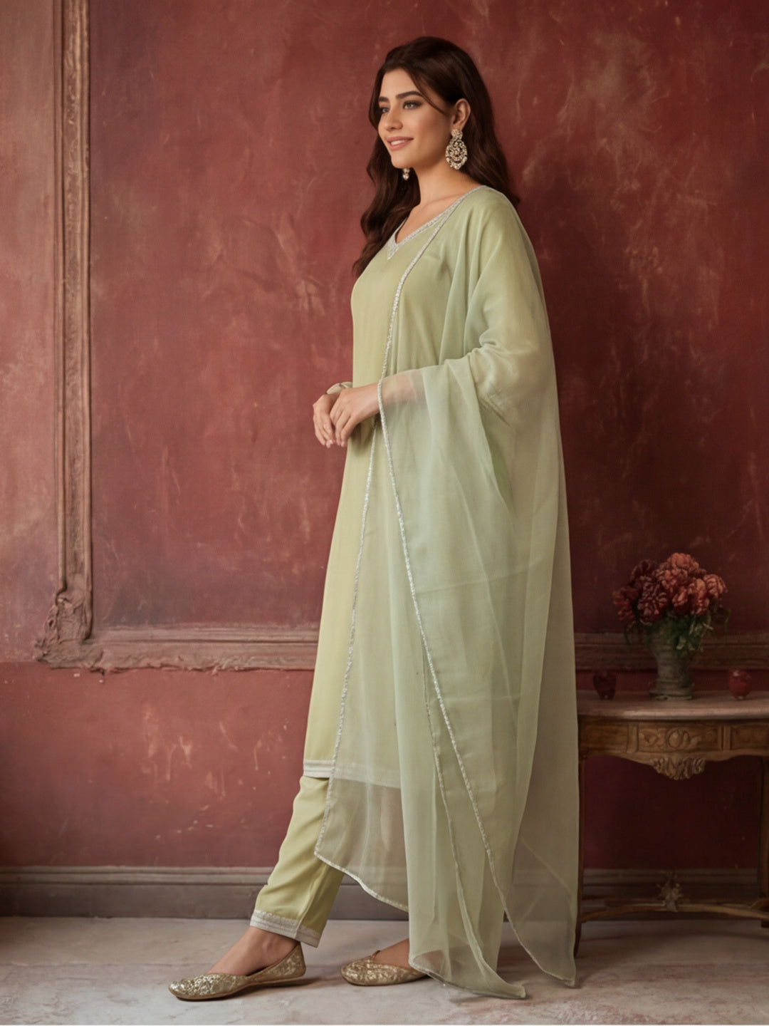 Kurta With Pant & Dupatta Ethnic Kurta Set For Women