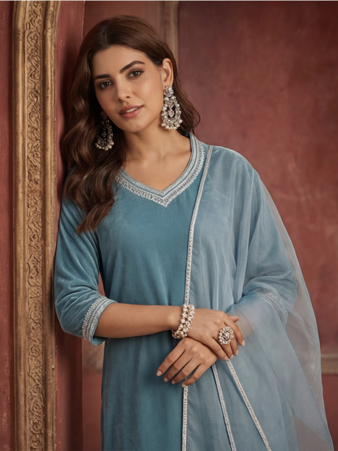 Kurta With Pant & Dupatta Ethnic Kurta Set For Women