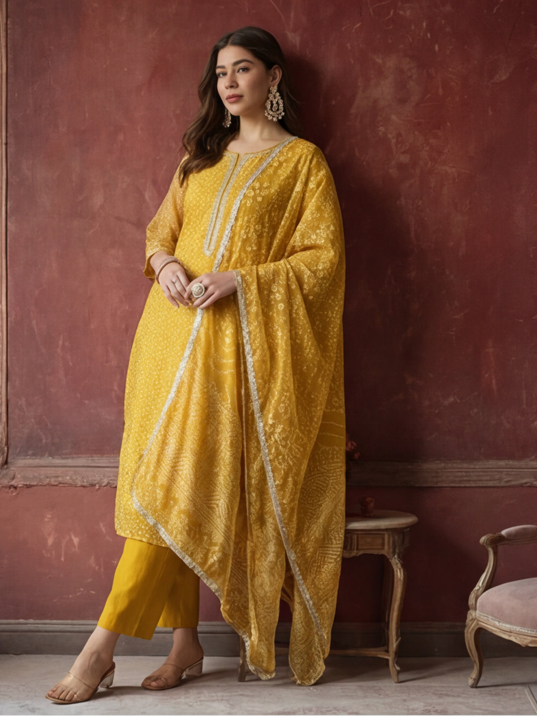 Kurta With Pant & Dupatta Ethnic Kurta Set For Women
