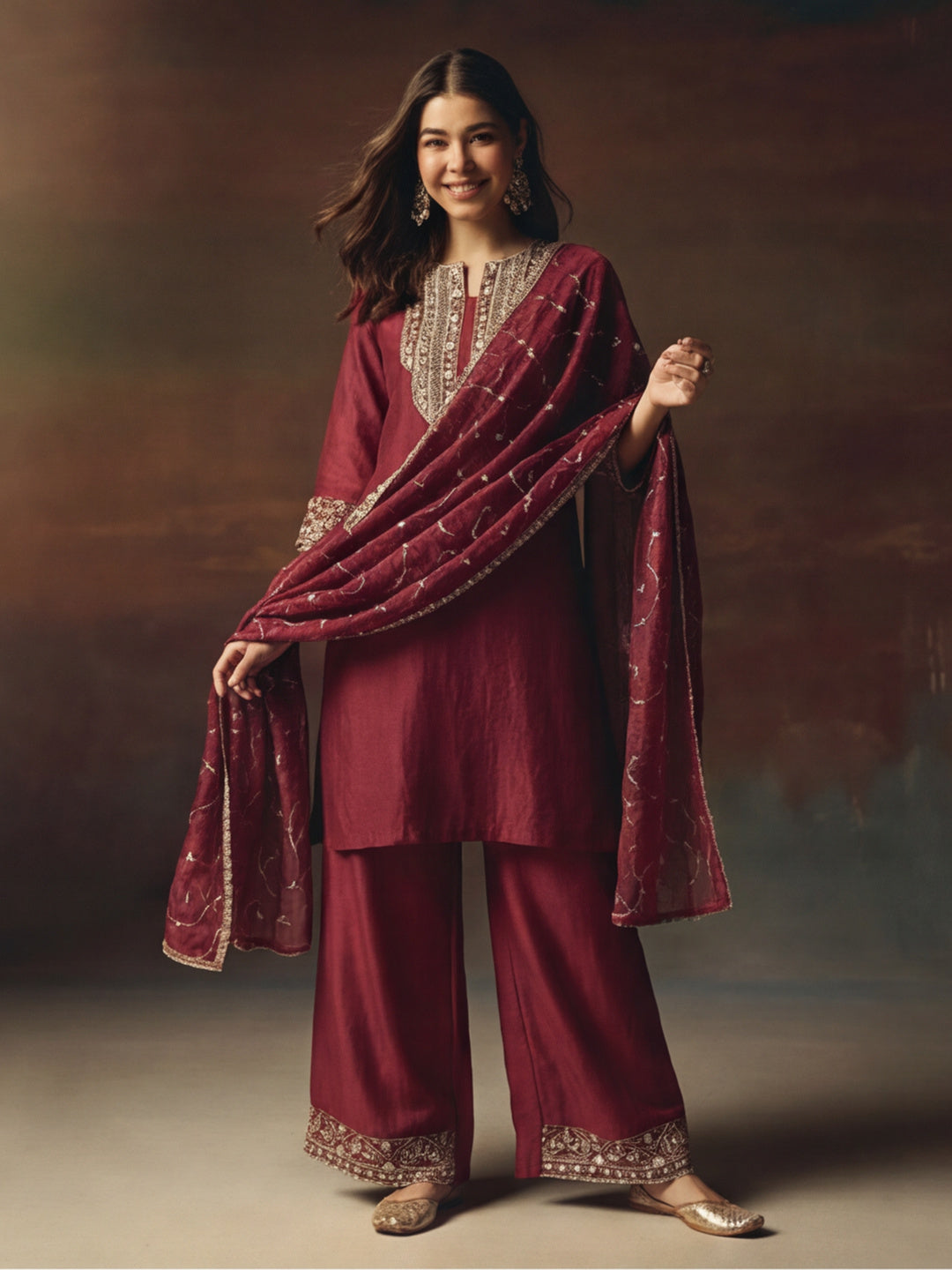 Kurta With Pant & Dupatta Ethnic Kurta Set For Women