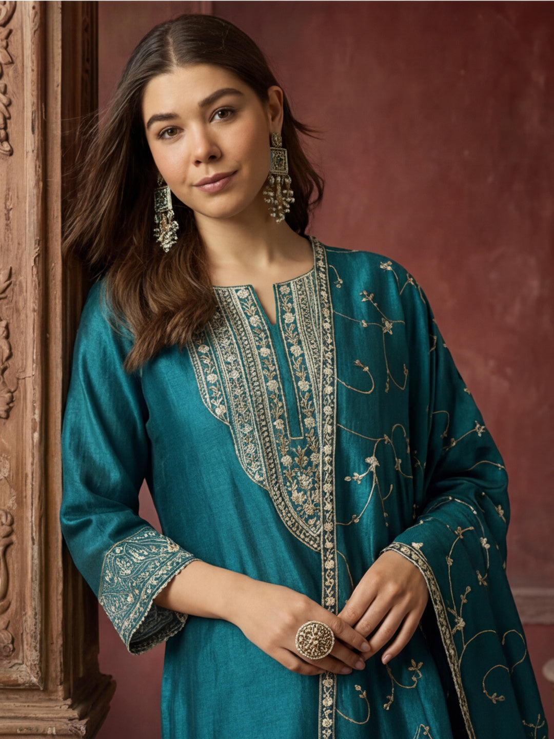 Kurta With Pant & Dupatta Ethnic Kurta Set For Women