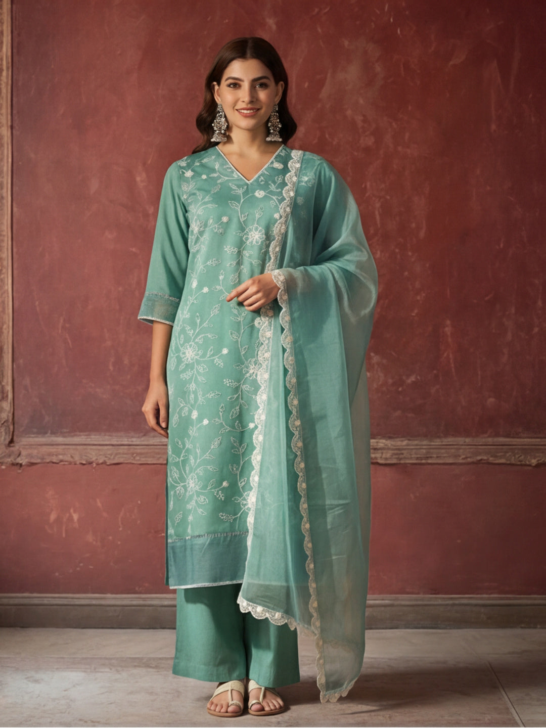 Kurta With Pant & Dupatta Ethnic Kurta Set For Women