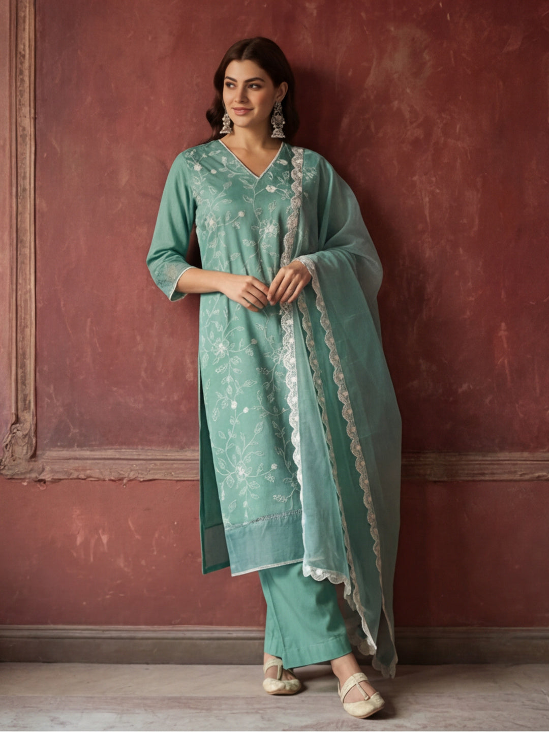 Kurta With Pant & Dupatta Ethnic Kurta Set For Women